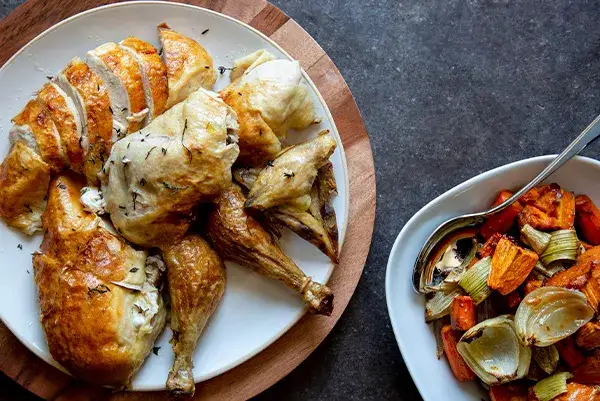 Roasted Chicken with gravy and vegetables