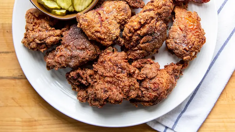 Buttermilk Fried Chicken on a plate with pickles