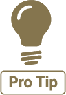 Lightbulb with text Pro tip