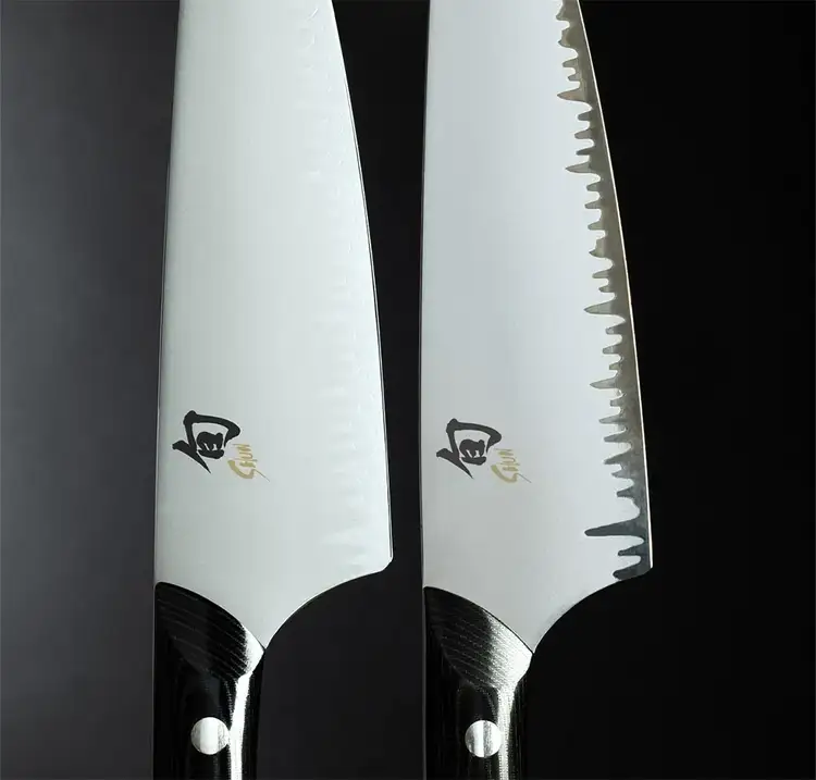 Two Narukami blades are shown side-by-side; one has developed a patina on its blade.