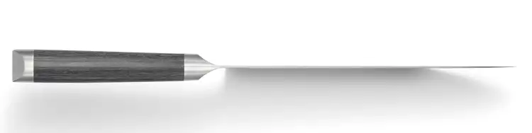 Top profile of the Shun Kagerou 8-inch Chef’s Knife displayed horizontally to show the sleek taper and full tang design from handle to tip.