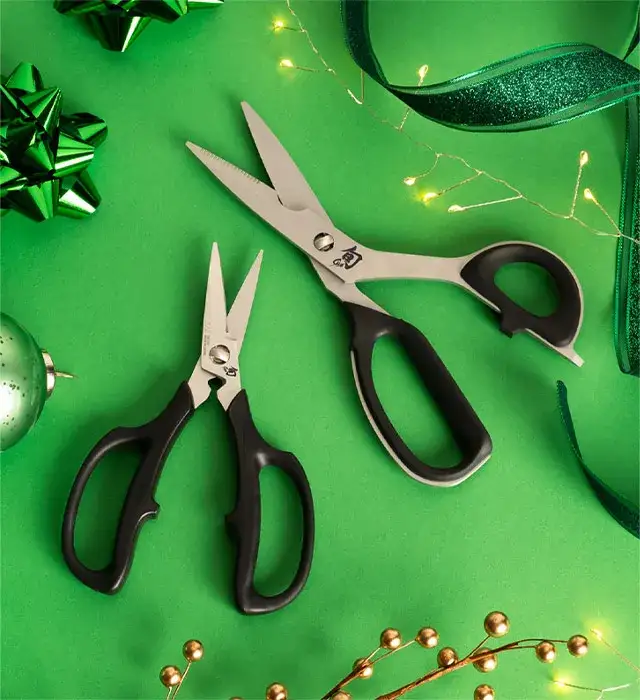 A pair of Shun Multi-Purpose Shears and Shun Herb Shears.