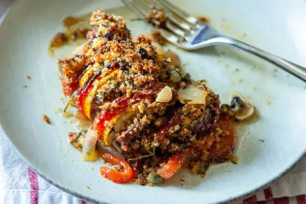 Summer Vegetable Tian on a plate